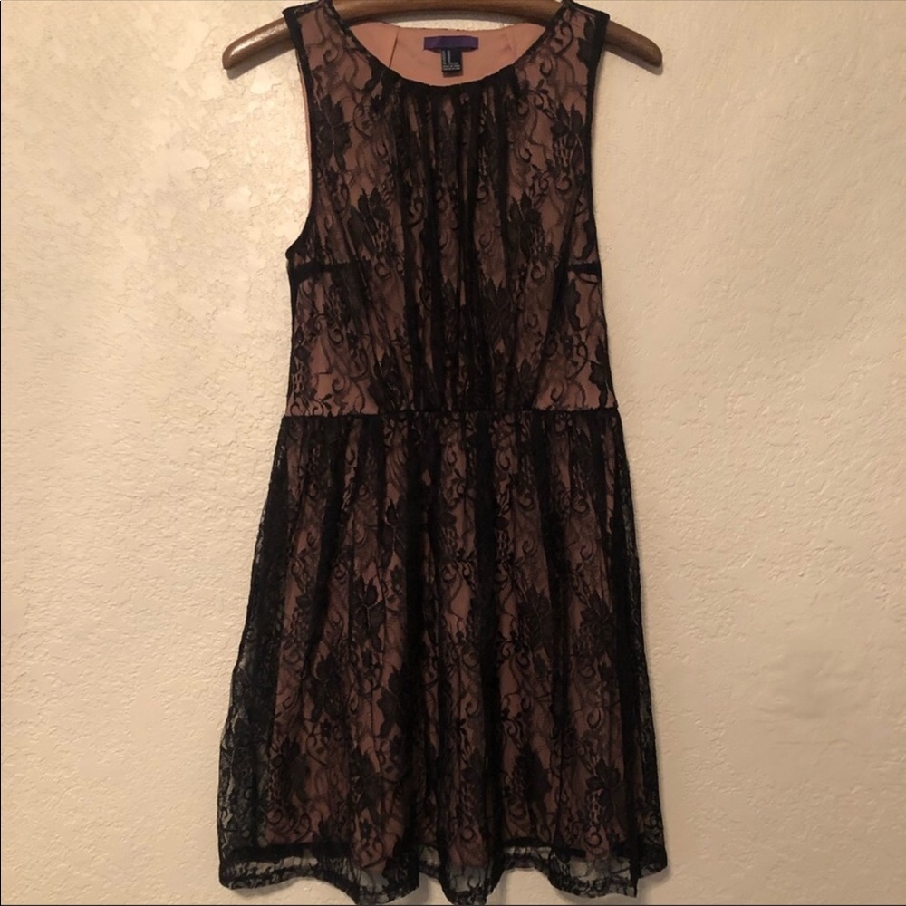 Black and Pink Lace Tank Dress